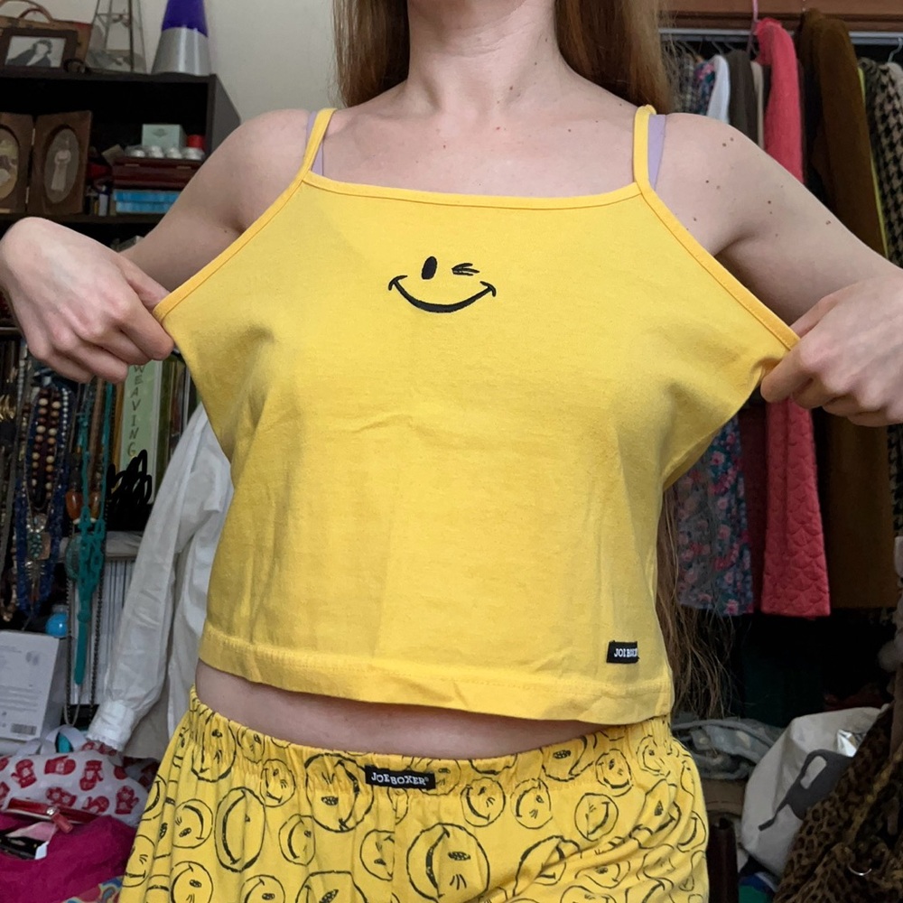 90s Joe Boxer Smiley Face Pajamas 2-Piece Set Womenโs Size XL - Picture 6 of 15